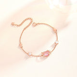 Aurora Pink Heart Star Bracelet 925 Silver