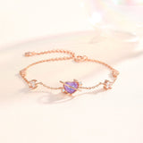 Aurora Purple Heart Star Bracelet 925 Silver