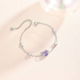 Aurora Purple Heart Star Bracelet 925 Silver