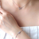 Dainty Heart Ribbon Bracelet 925 Silver