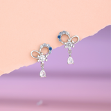 Snowflake Blue Heart Earrings 925 Silver