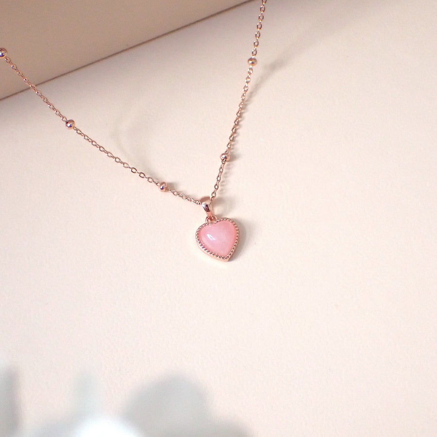 Haru Pink Heart Necklace 925 Silver