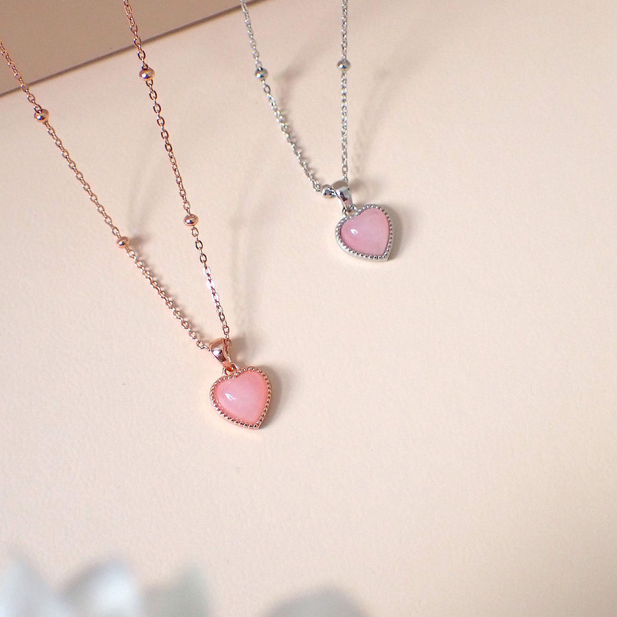 Haru Pink Heart Necklace 925 Silver