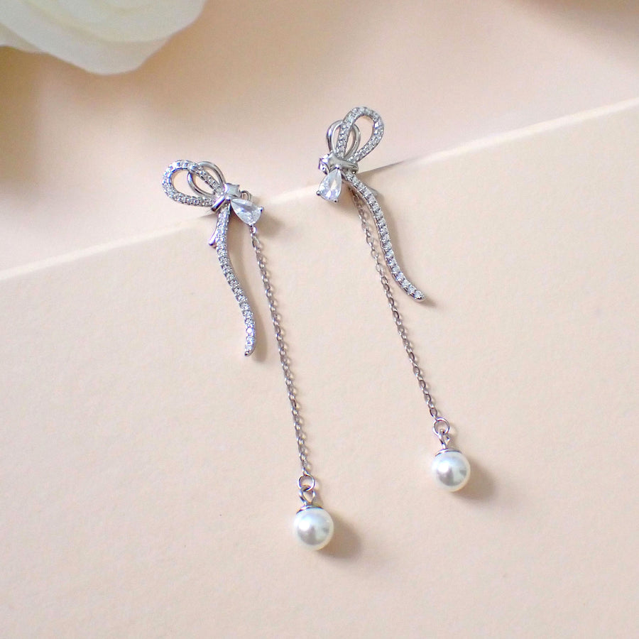 Suzie Dangling Pearl Two Way Earrings 925 Silver