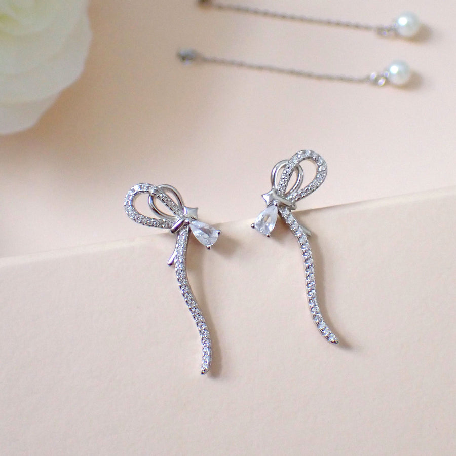 Suzie Dangling Pearl Two Way Earrings 925 Silver