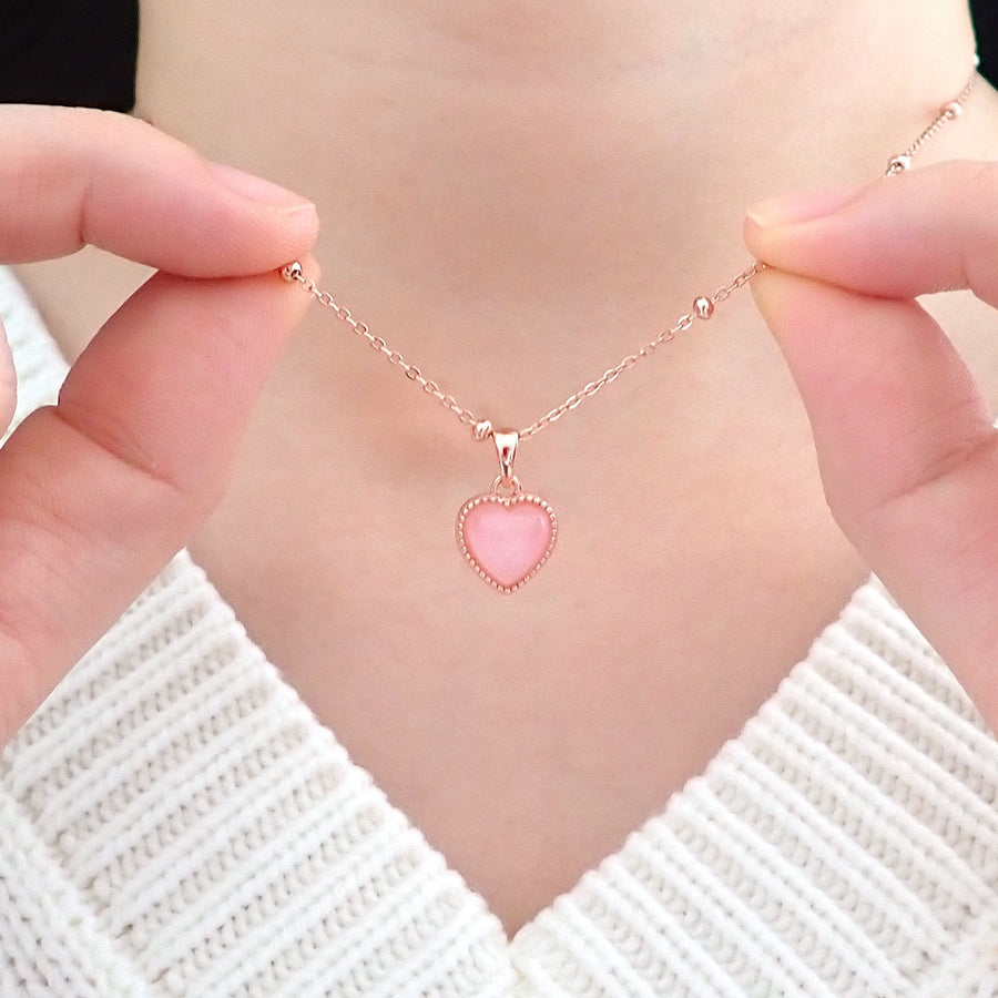 Haru Pink Heart Necklace 925 Silver