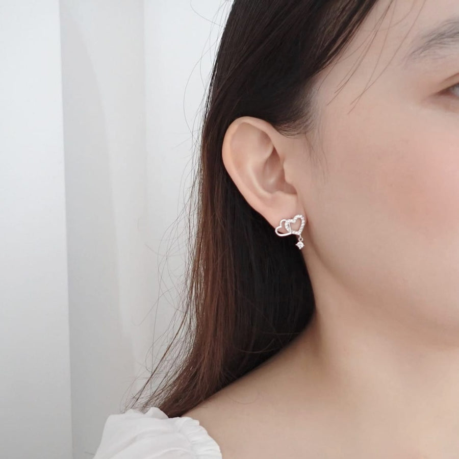 Interlock Heart Earrings 925 Silver