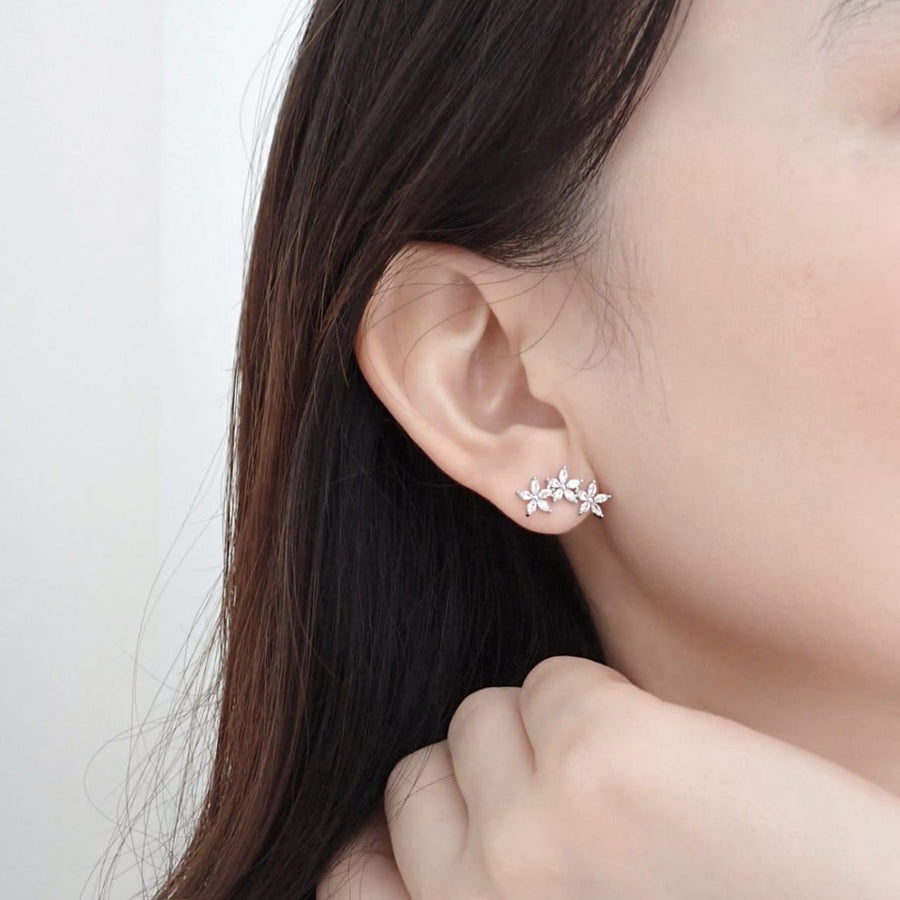 Jiri Flower Petals Earrings 925 Silver