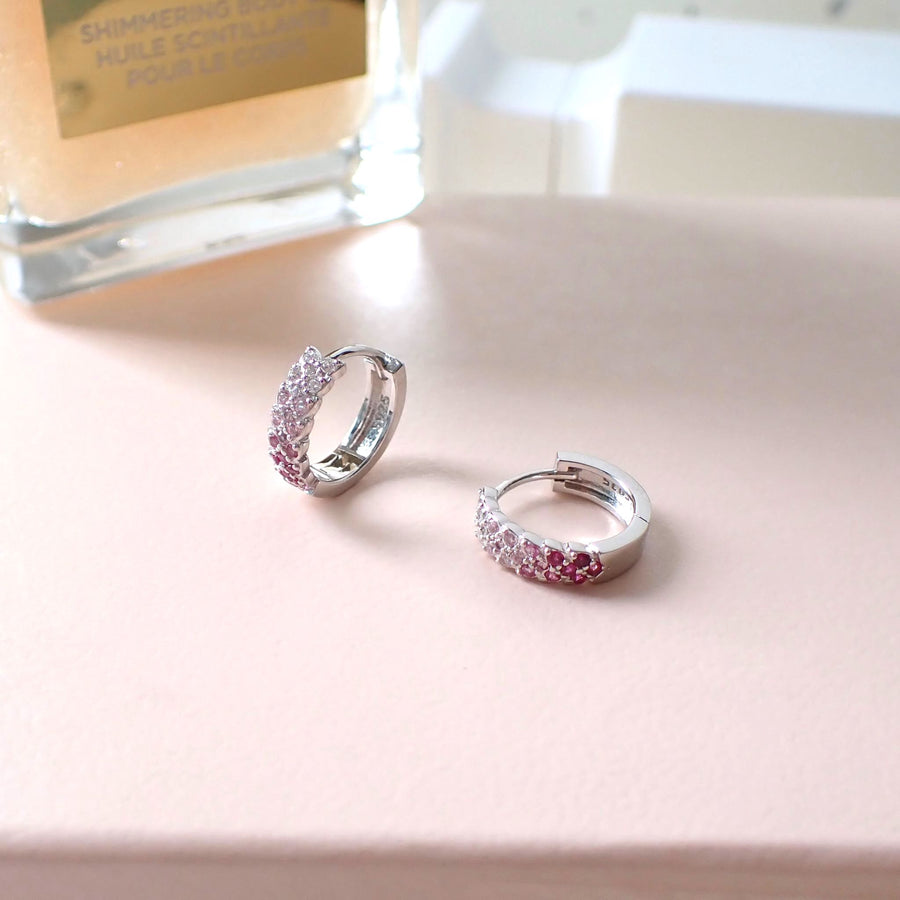Joyce Pink Gradient Huggies 925 Silver