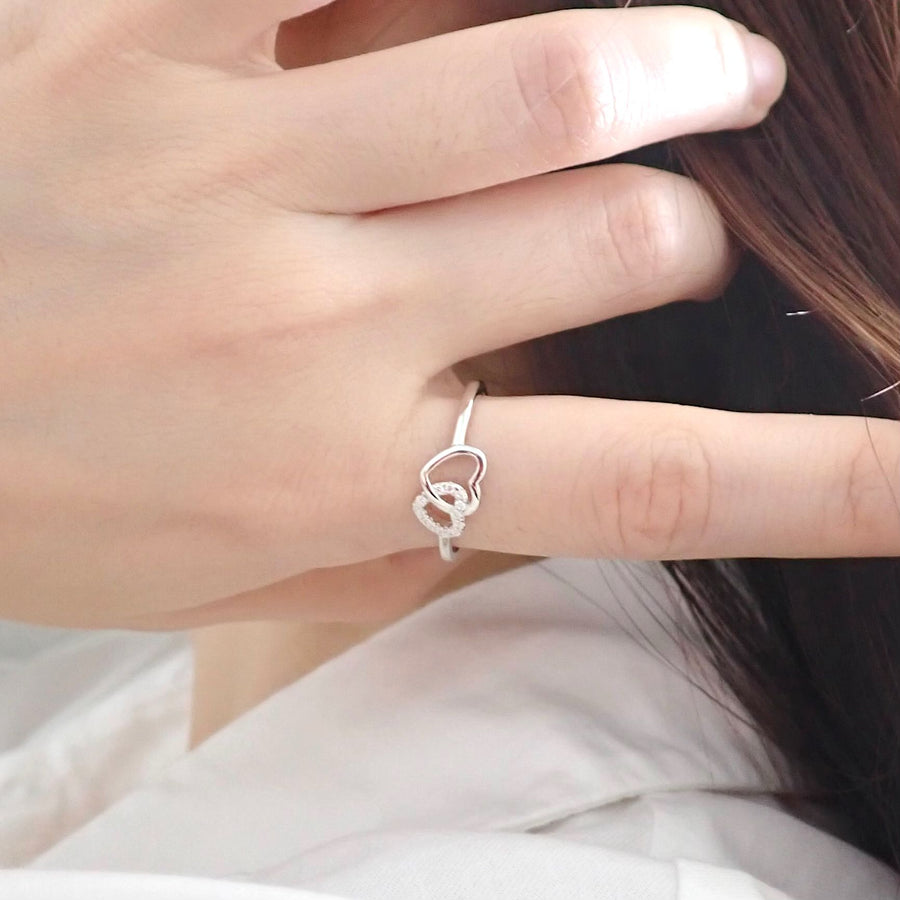 Interlock Heart Ring 925 Silver
