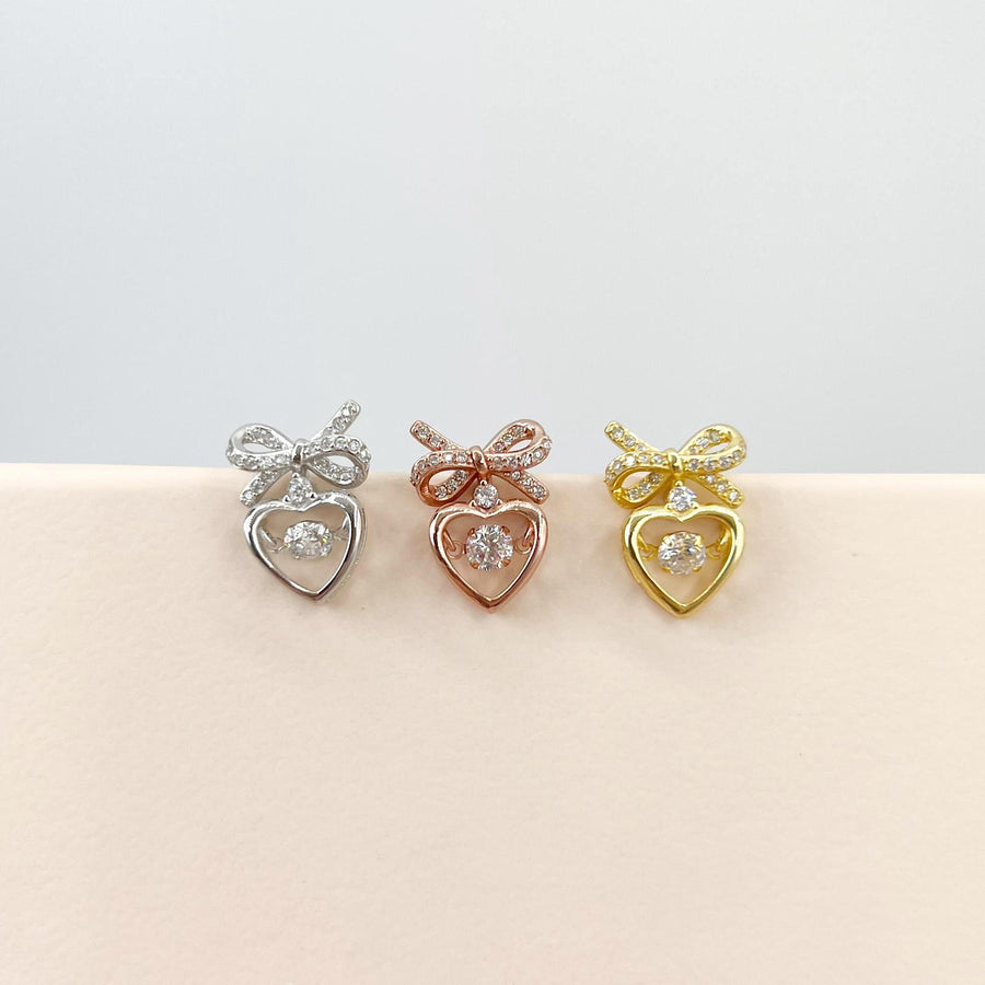 Ruby Heart Dancing Stone Earrings 925 Silver