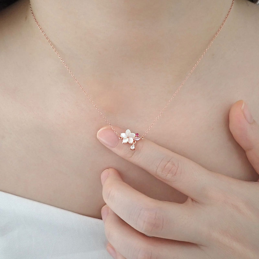 Sakura Sparkly Necklace 925 Silver
