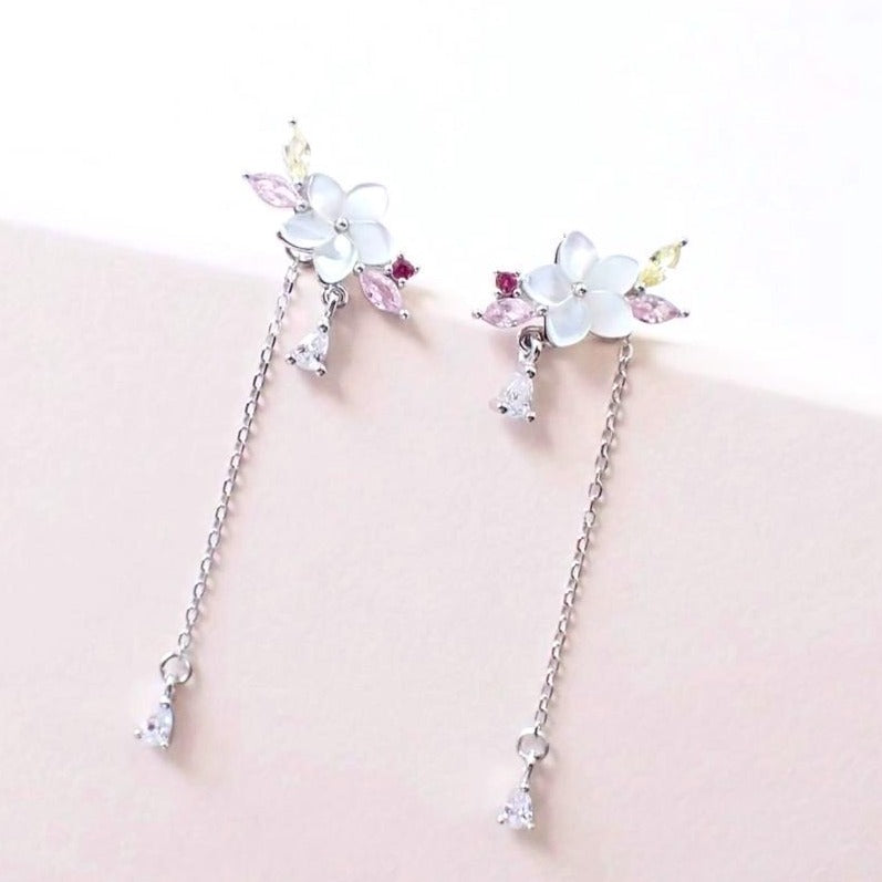 Sakura Sparkly Earrings 925 Silver