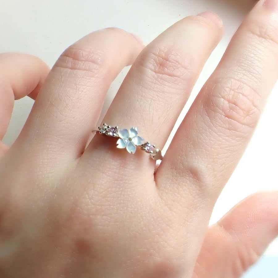 Dainty Sakura Stone Ring Rose Gold (S925)