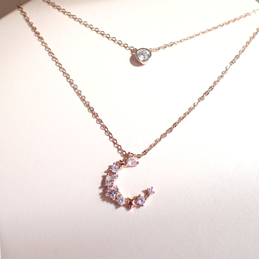 Deva Crescent Layered Necklace 925 Silver