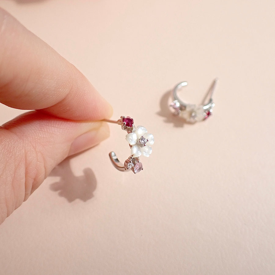 Sakura Hoop Earrings 925 Silver