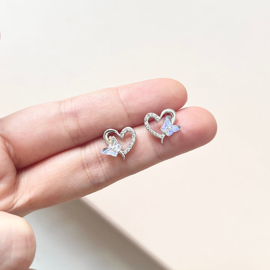 Aurora Butterfly Heart Earstud 925 Silver