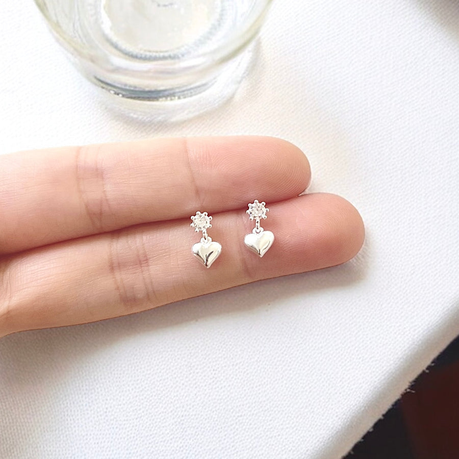 Mini Stone Heart Earstud 925 Silver