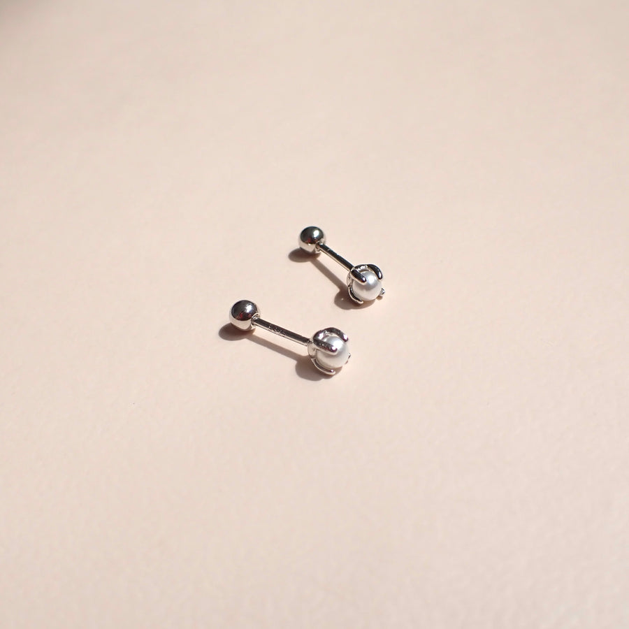 Dainty Pearl Barbell 925 Silver