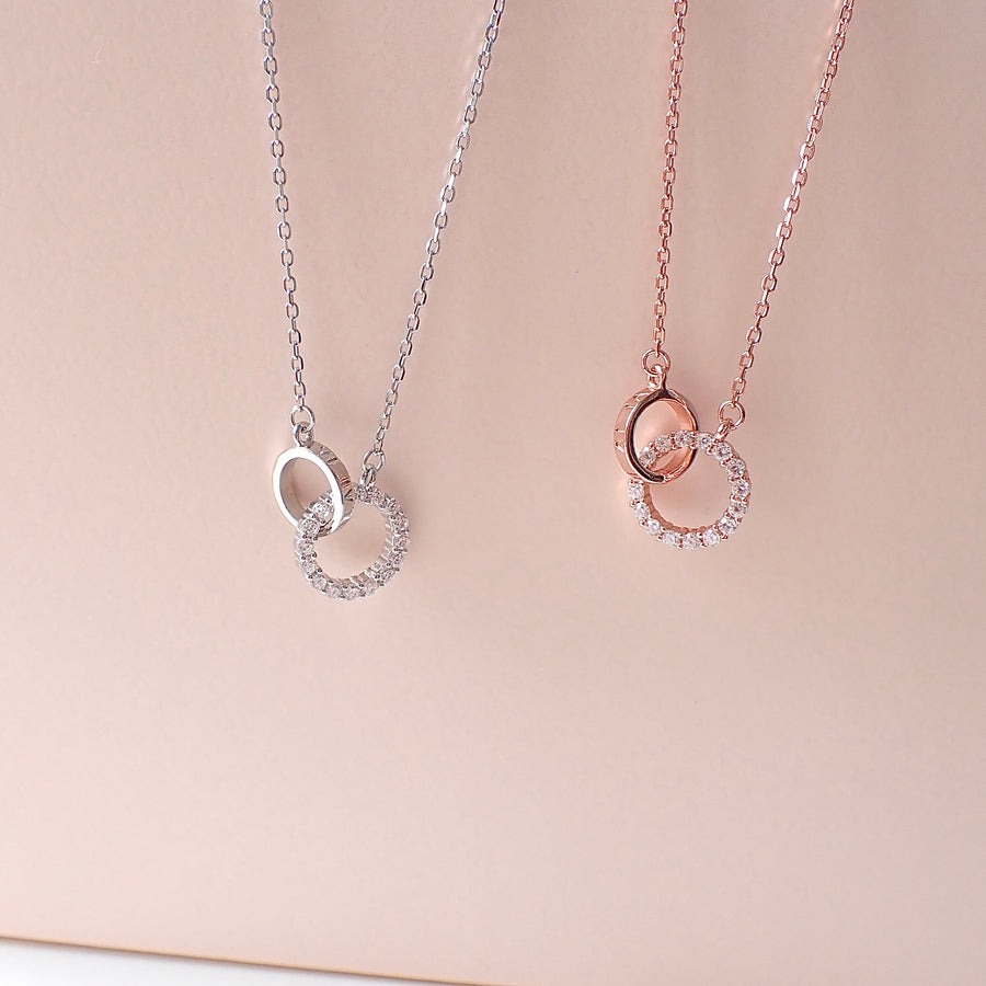 Double Ring Necklace 925 Silver