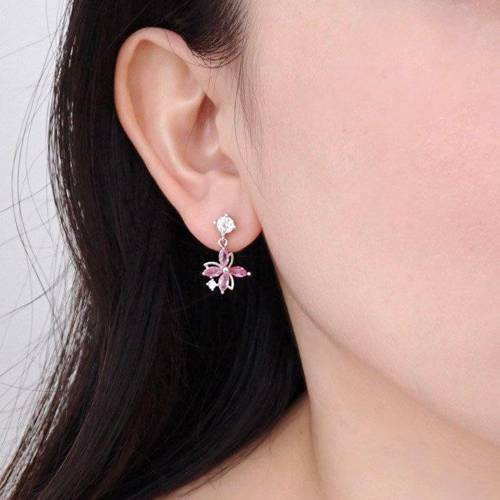 Remi Pink Flower Earrings 925 Silver