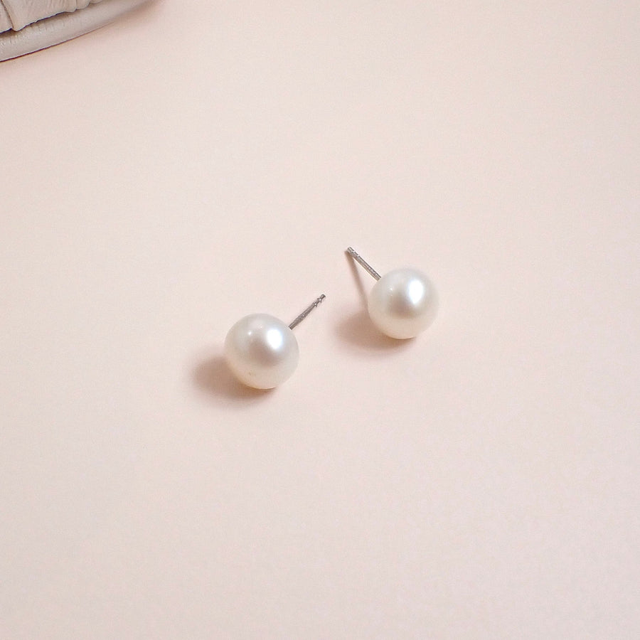 Yoga Freshwater Pearls Stud 925 Silver 4mm 5mm 6mm 7mm 8mm 9mm
