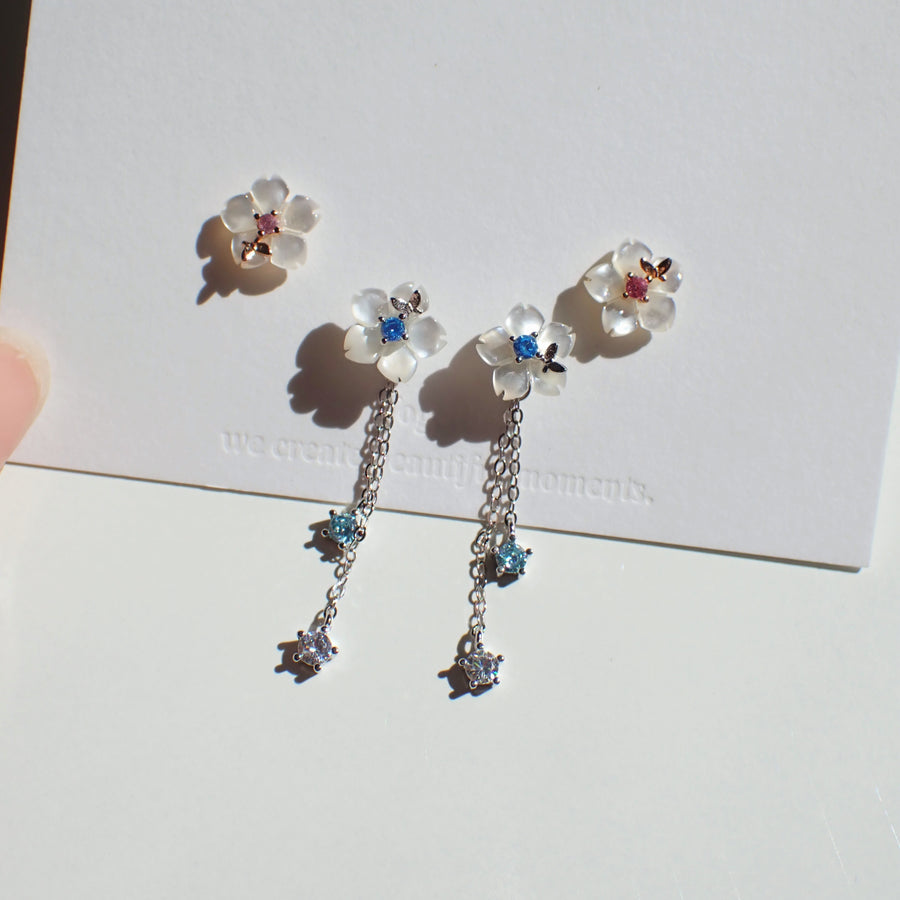 Sakura Sobi Two-Ways Dangling Earrings 925 Silver