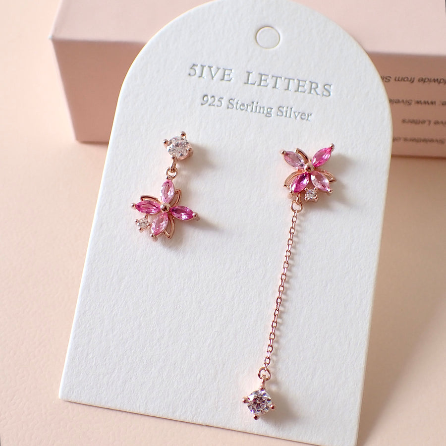 Remi Pink Flower Earrings 925 Silver