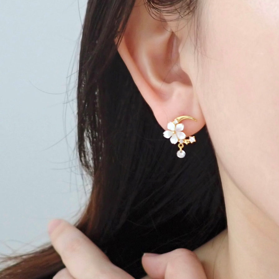 Miyo Sakura Crescent Earrings 925 Silver