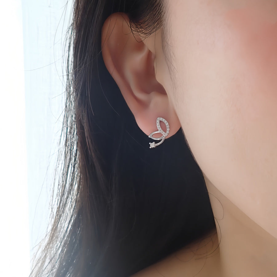 Tara Two-Ways Dangling Earrings 925 Silver(Butterfly/Clover)