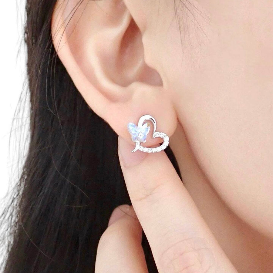 Aurora Butterfly Heart Earstud 925 Silver