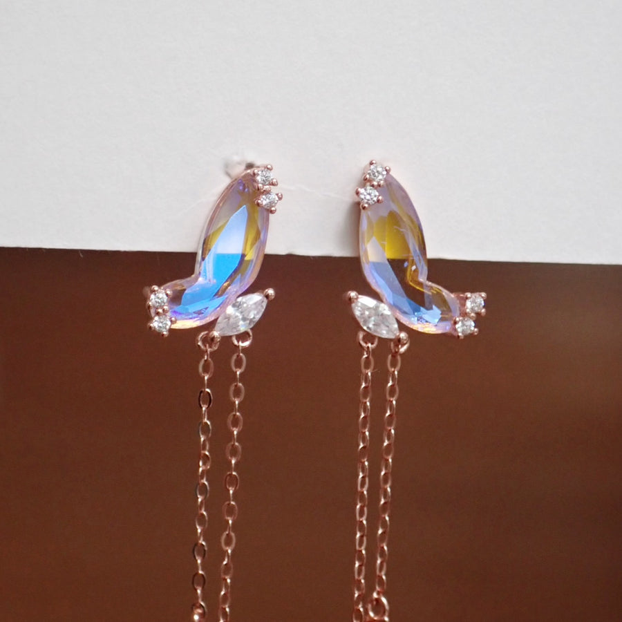 Aurora Butterfly Dangling Earrings 925 Silver