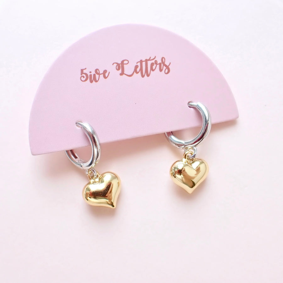 Ellie Heart Two Tone Huggies 925 Silver