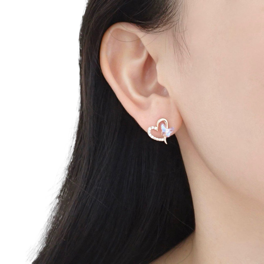 Aurora Butterfly Heart Earstud 925 Silver