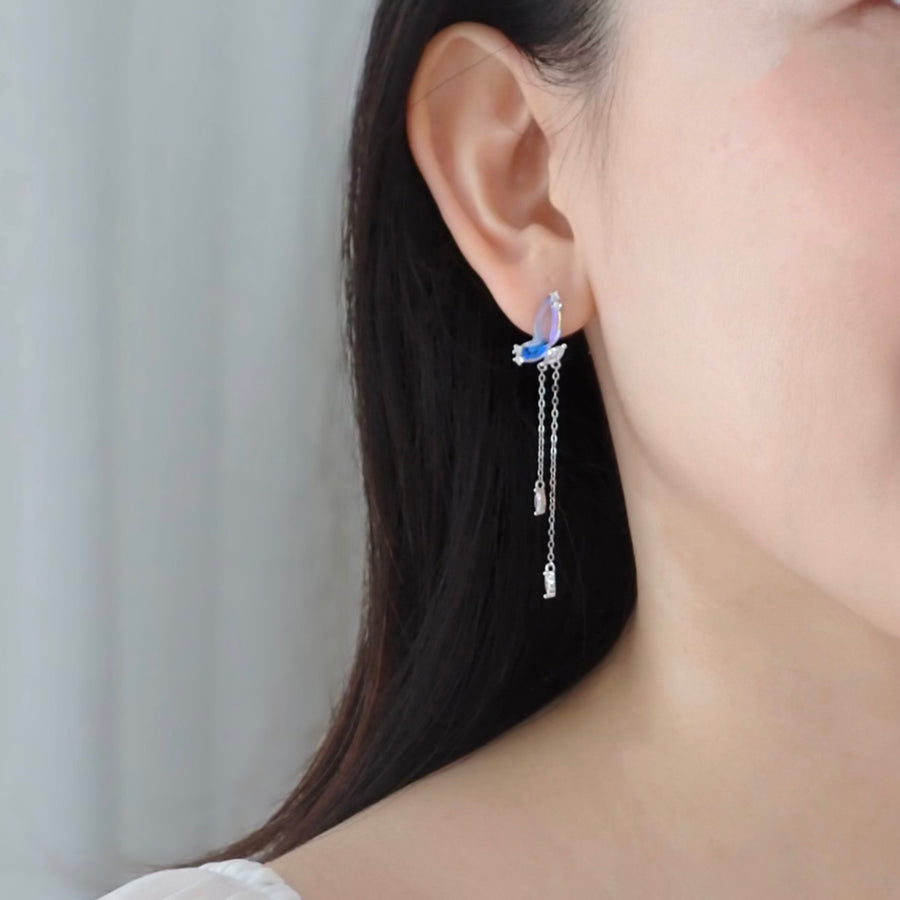 Aurora Butterfly Dangling Earrings 925 Silver