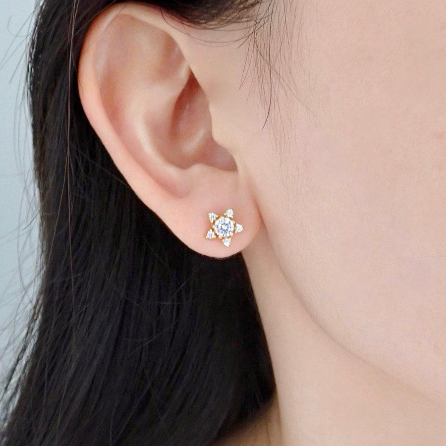 Aeri Star Earstud 925 Silver (Clear Stone)