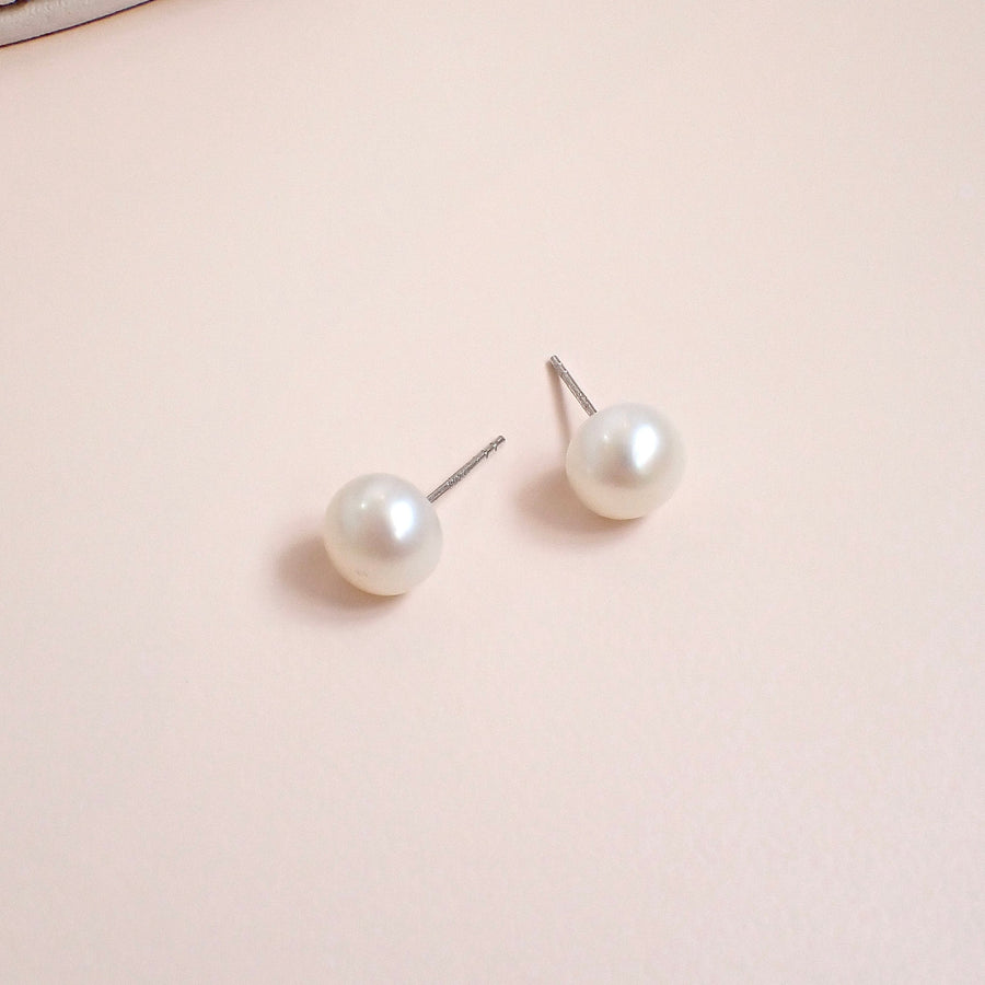 Yoga Freshwater Pearls Stud 925 Silver 4mm 5mm 6mm 7mm 8mm 9mm