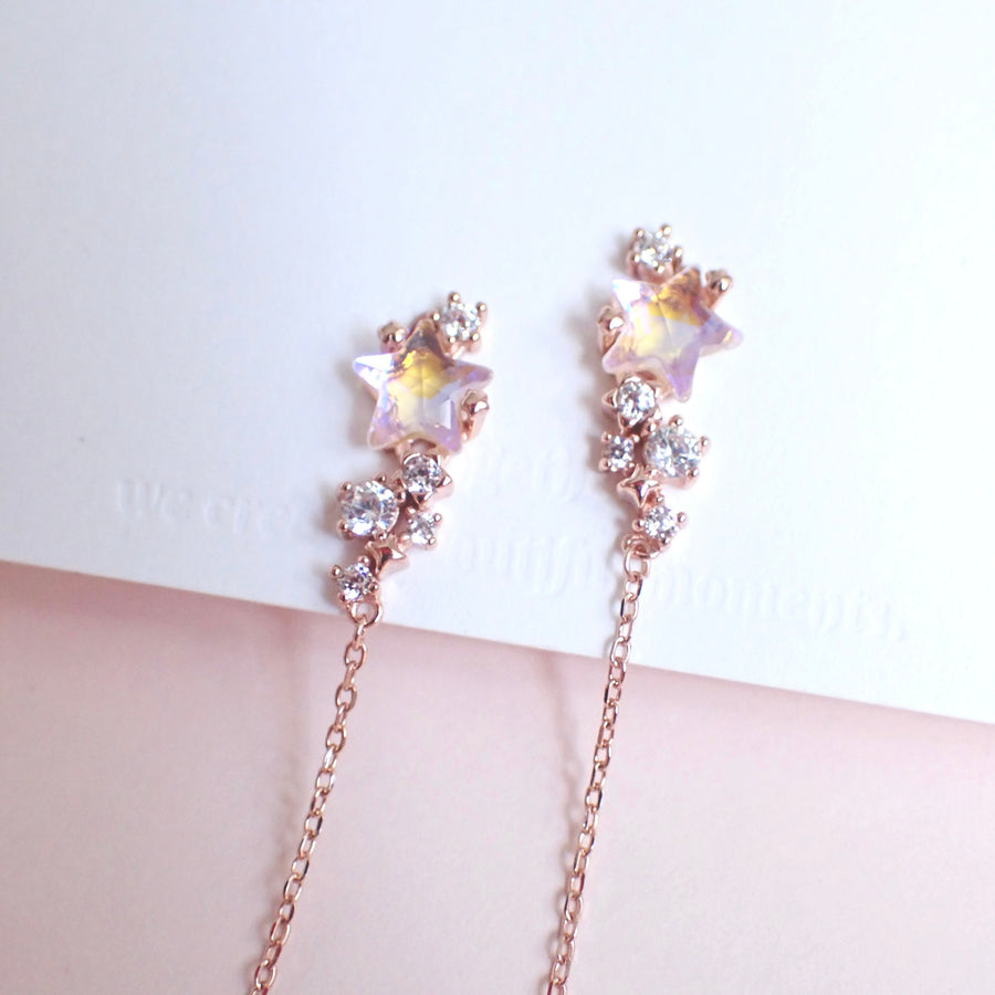 Aurora Star Dangling Earrings 925 Silver