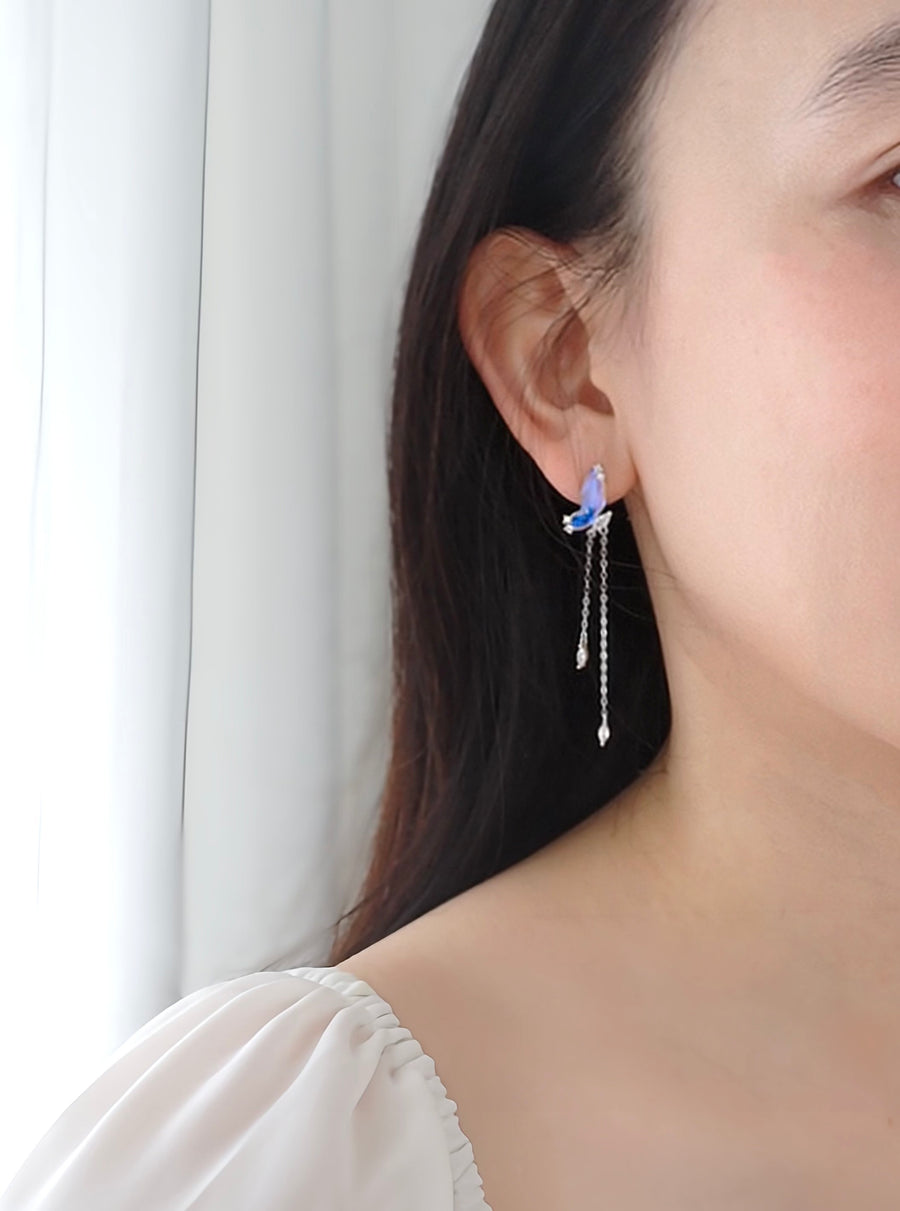 Aurora Butterfly Dangling Earrings 925 Silver