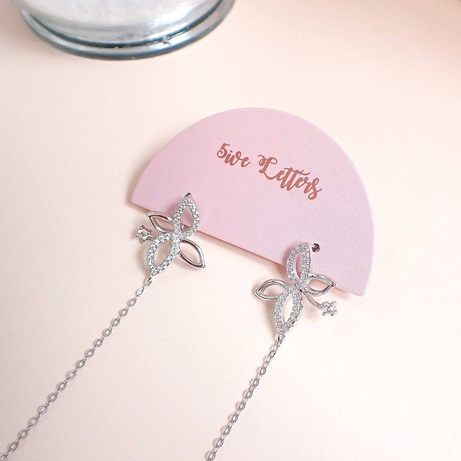 Tara Two-Ways Dangling Earrings 925 Silver(Butterfly/Clover)