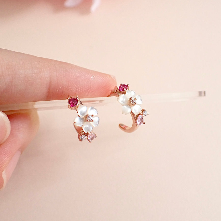 Sakura Hoop Earrings 925 Silver