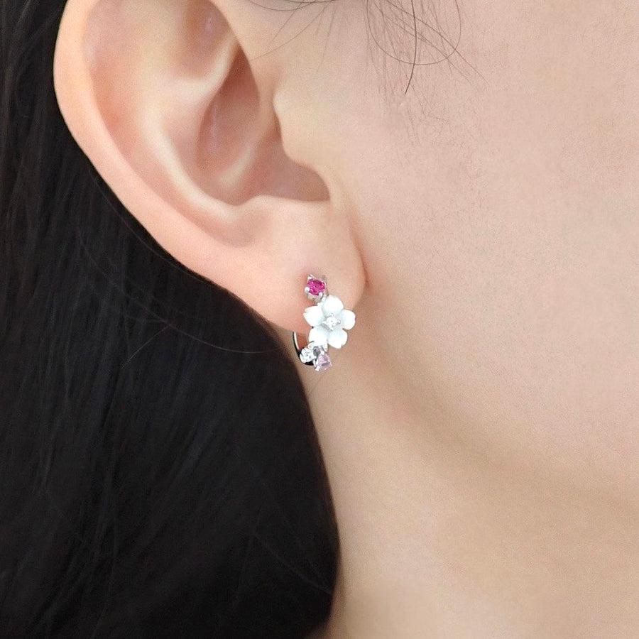 Sakura Hoop Earrings 925 Silver