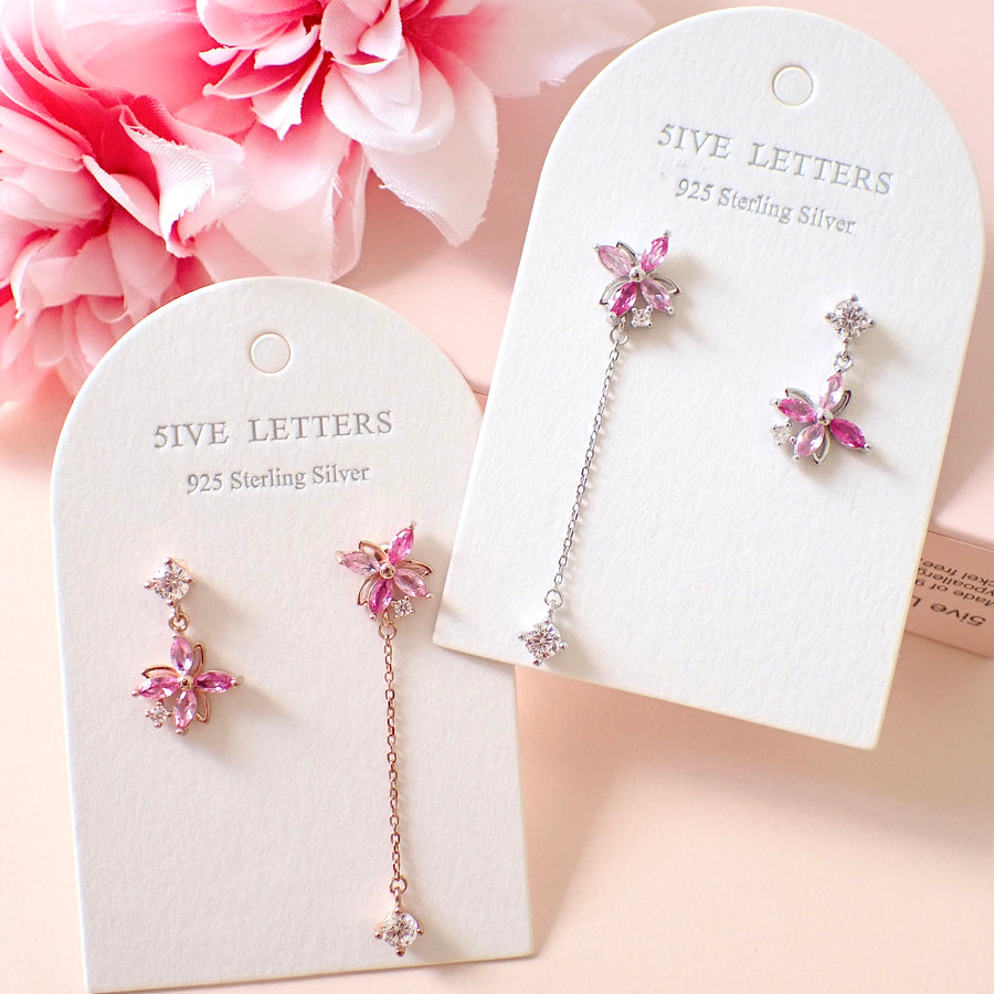Remi Pink Flower Earrings 925 Silver