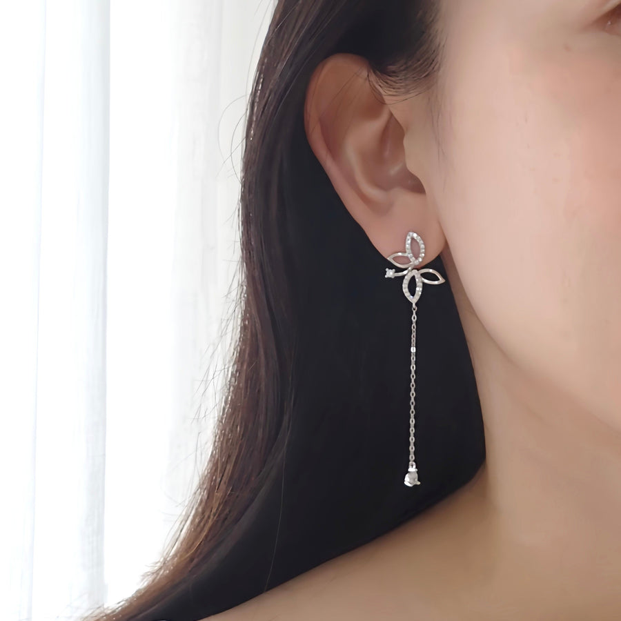 Tara Two-Ways Dangling Earrings 925 Silver(Butterfly/Clover)