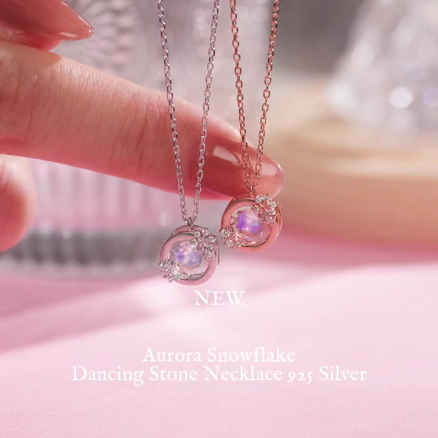 Aurora Snowflake Dancing Stone Necklace 925 Silver