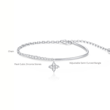 Belle Clover Chain Bangle 925 Silver