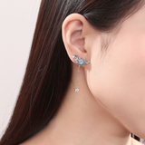 Winter Star Statement Dangling Earrings 925 Silver