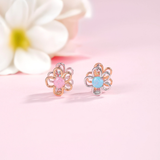 Hana Flower Two Tone Huggies 925 Silver