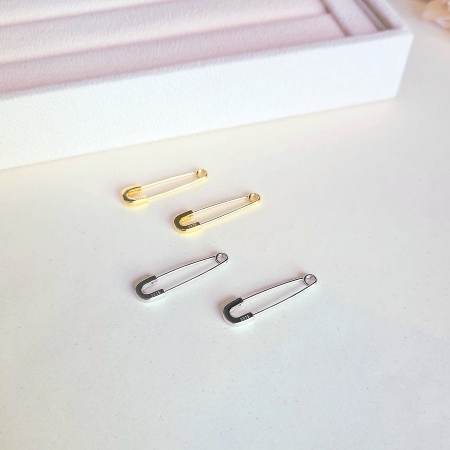 Safety Pin Earrings 925 Silver