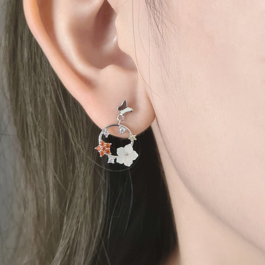 Butterfly Floral Earrings 925 Silver